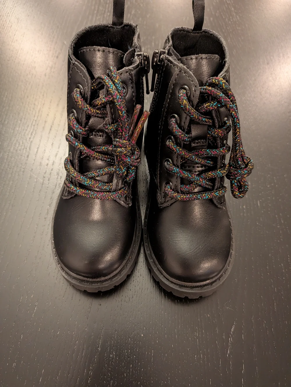 Kids Black Lace-Up Combat Boots